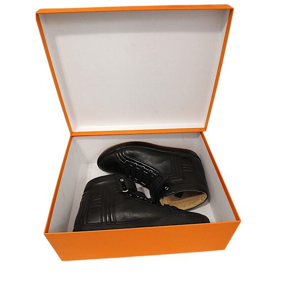 Hermes Mens High Top Sneakers Black Leather EU 41‎ Modern Detail w BOX AUTHENTIC main image 7